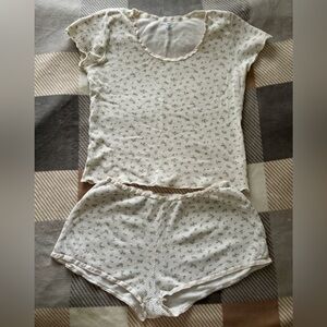 Cream and floral pyjama set